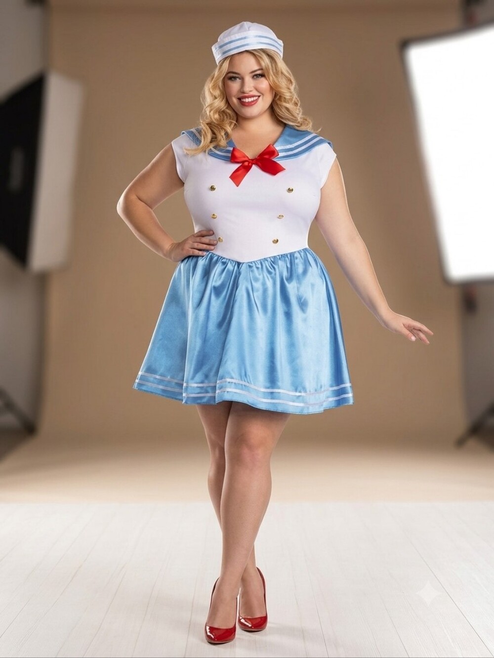 NWT Way to Celebrate Halloween Sailor Costume Dress & Hat Women's Plus 2X